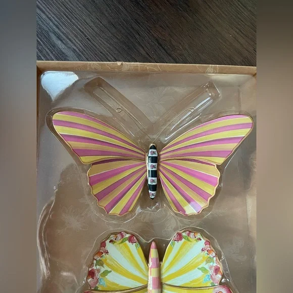 MacKenzie-Childs Pond Butterflies Duo Hanging Wall Decor Set of 2 NEW Open Box
